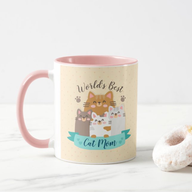 World's Best Cat Mum - Cute Kittens Mug (With Donut)