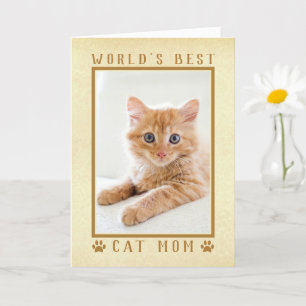 World's Best Cat Mum Gold Mother's Day Photo Card