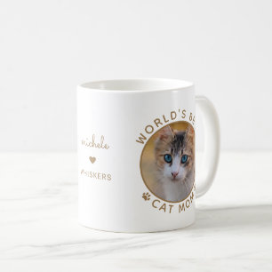 World's Best Cat Mum Gold Personalised Name Photo Coffee Mug