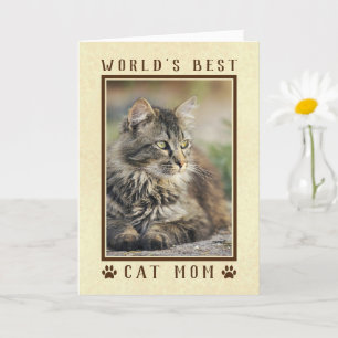 World's Best Cat Mum Happy Birthday Photo Gold Card