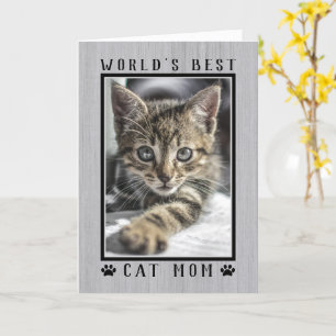World's Best Cat Mum Happy Birthday Photo Rustic Card
