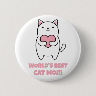 World's Best Cat Mum Heart Love Kitty 6 Cm Round Badge