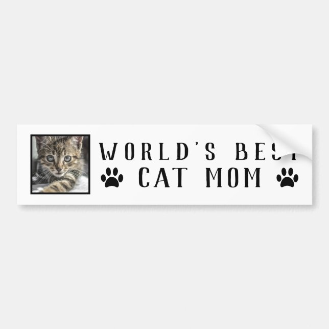 World's Best Cat Mum Paw Prints Pet Photo Frame Bumper Sticker (Front)