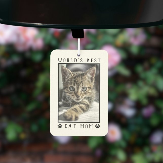 World's Best Cat Mum Paw Prints Pet Photo Frame Car Air Freshener (World's Best Cat Mom Paw Prints Pet Photo Frame Air Freshener)