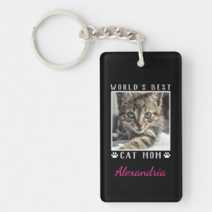 World's Best Cat Mum Paw Prints Photo Frame Black Key Ring