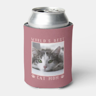 World's Best Cat Mum Paw Prints Photo Rose Gold Can Cooler