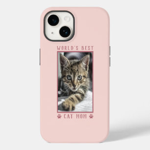 World's Best Cat Mum Paw Prints Photo Rose Gold iPhone 14 Case