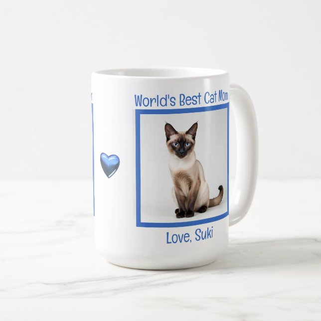 World's Best Cat Mum Personalise (Siamese) Coffee Mug (Front Right)