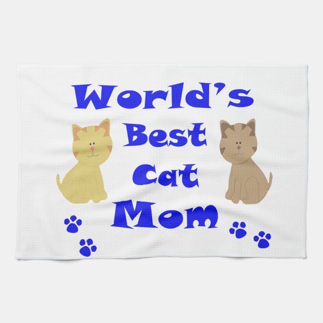 World's Best Cat Mum Tea Towel (Horizontal)
