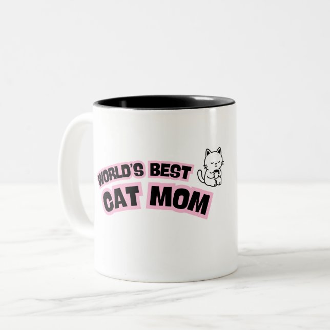 World's Best Cat Mum  Two-Tone Coffee Mug (Front Left)