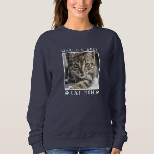 World's Best Cat Mum White Paw Prints Pet Photo Sweatshirt