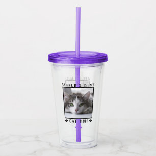 World's Best Cat Mum with Your Cat's Photo Acrylic Tumbler