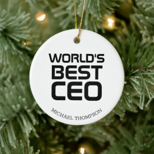 World's Best CEO Personalised Gift for CEO Boss Ceramic Ornament