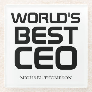 World's Best CEO Personalised Gift for CEO Boss Glass Coaster