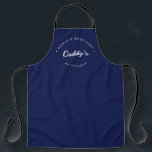 World's Best Chef daddy Navy blue Personalised  Apron<br><div class="desc">Elevate your culinary experience with our World's Best Chef Daddy’s kitchen Modern Typography Navy blue Personalised Apron. This apron is not just a kitchen accessory; it's a stylish and customised essential for the master chef in your life. The modern typography design adds a contemporary and chic touch to the apron,...</div>