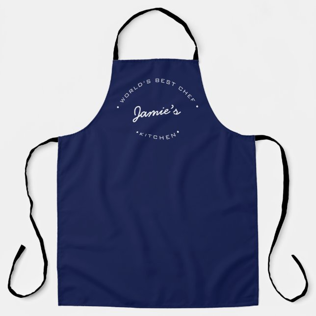 World's Best Chef Modern Navy blue Personalized  Apron (Front)