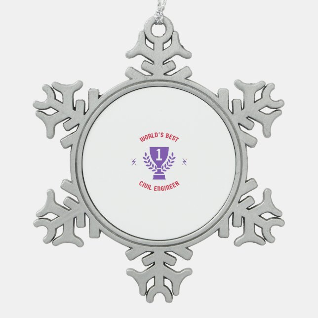 World's best civil engineer snowflake pewter christmas ornament (Front)