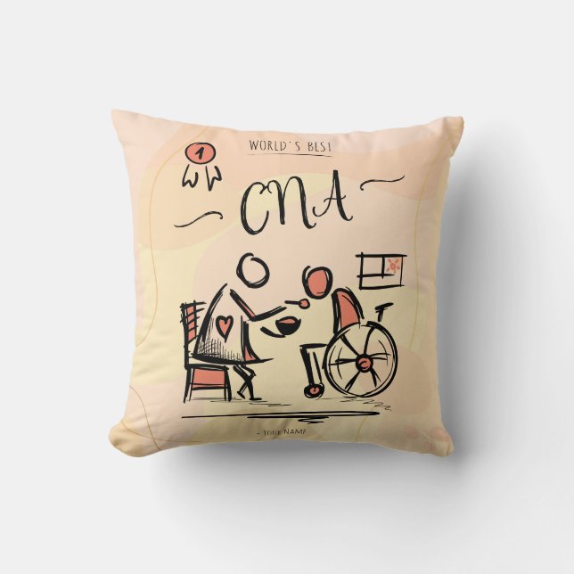 World's Best CNA - Certified Nurse Assistant Gift Cushion (Front)