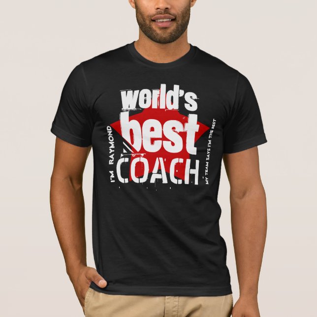 World's Best COACH Custom Name V02 RED Star T-Shirt (Front)