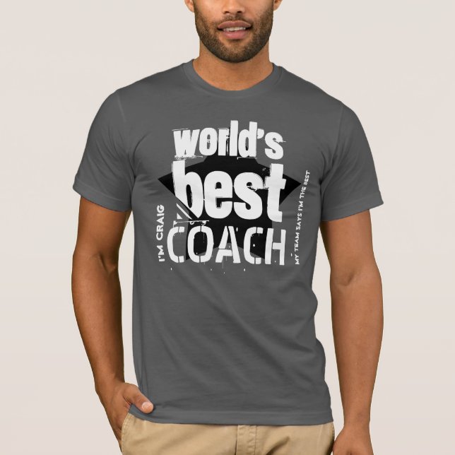 World's Best COACH Custom Name V03 BLACK Star T-Shirt (Front)