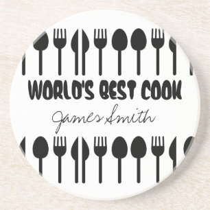 World's Best Cook Custom Name Black Coaster