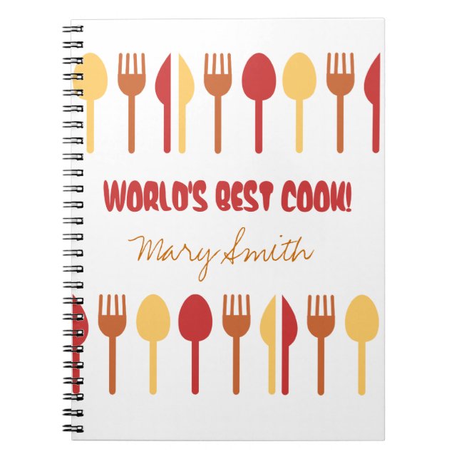 World's Best Cook Custom Name Red Orange Notebook (Front)