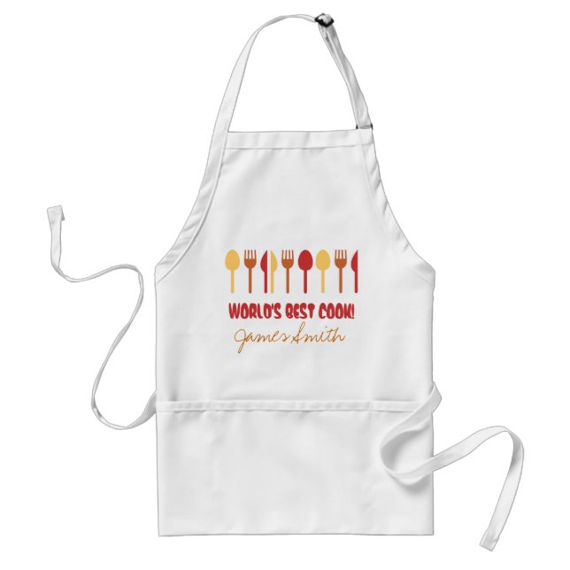 World's Best Cook Custom Name Red Orange Standard Apron (Front)