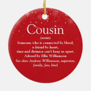 World's Best Cousin Definition Snowflakes Photo Ceramic Ornament