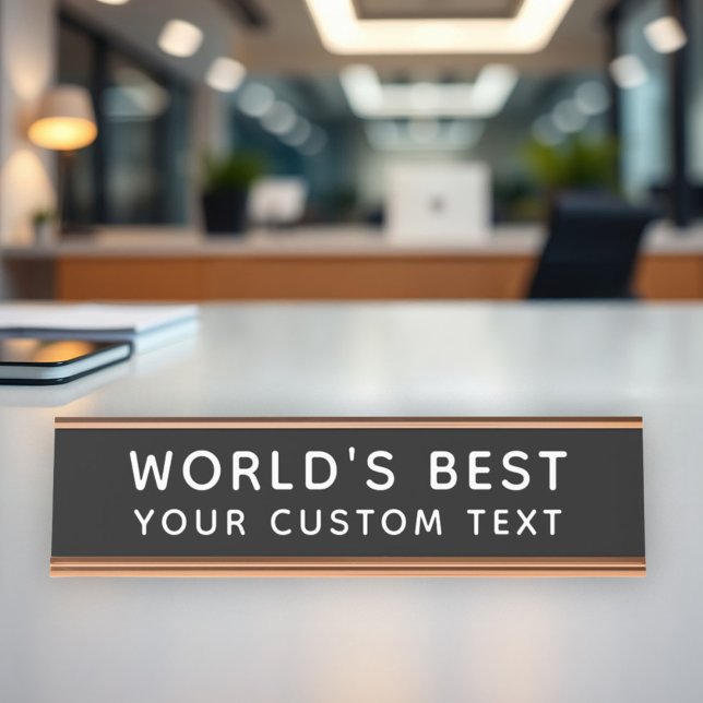 Worlds Best Custom Text Black Office Desk Name Plate (Creator Uploaded)