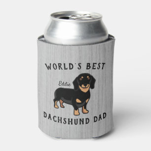 World's Best Dachshund Dad Custom Dog Name Rustic Can Cooler
