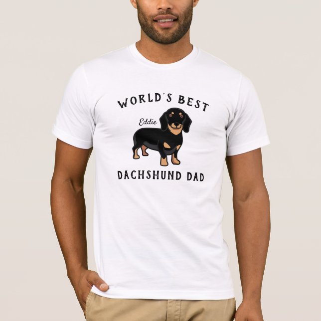 World's Best Dachshund Dad Personalised Dog's Name T-Shirt (Front)