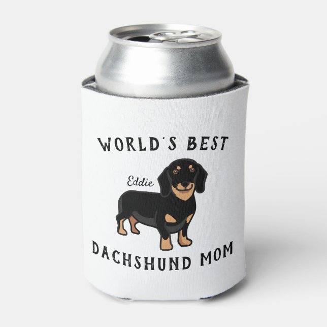 World's Best Dachshund Mum Dog Name Custom Can Cooler (Can Front)