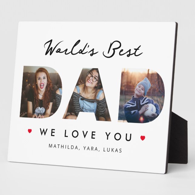 World's Best Dad 3 Photo Collage Plaque (Side)