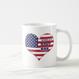 World's Best Dad American Flag Heart Coffee Mug