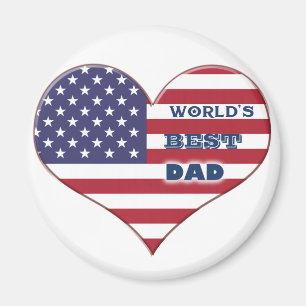 World's Best Dad American Flag Heart Magnet