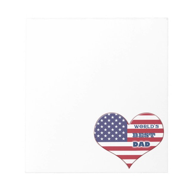 World's Best Dad American Flag Heart Notepad (Front)