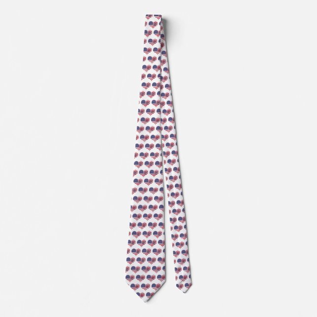 World's Best Dad American Flag Heart Tie (Front)
