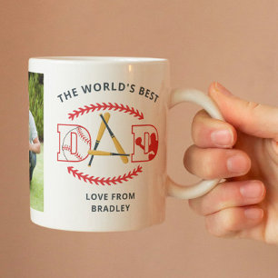 World's Best Dad Baseball Custom Photo Name  Coffee Mug