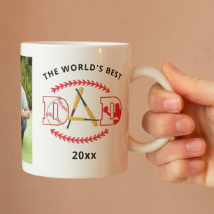 World's Best Dad Baseball Custom Photo Name Coffee Mug