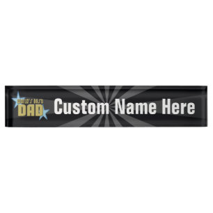 World's Best Dad Black/Gold Cool Father's Day Nameplate