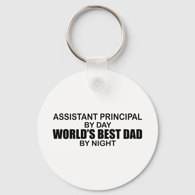 World's Best Dad by Night - Asst Principal Key Ring (Front)
