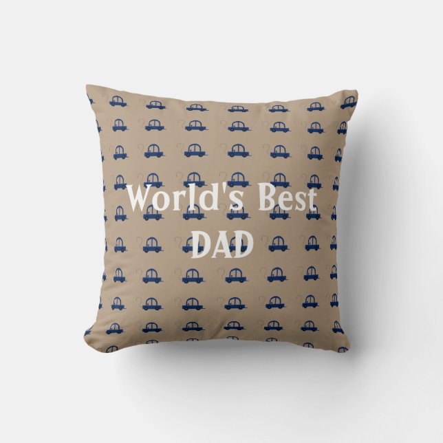 Worlds Best Dad Cars Cushion (Front)