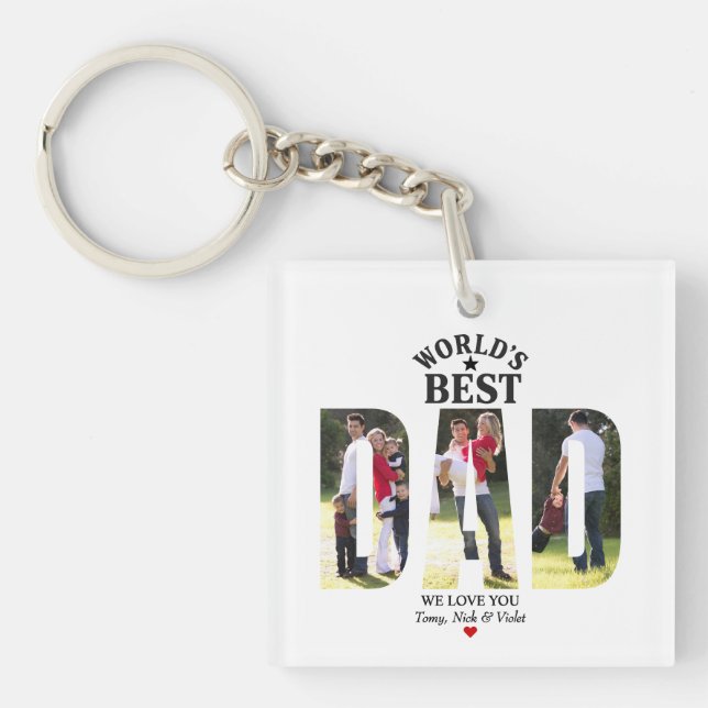 World's Best Dad-Certified Father's Day photo Key Ring (Front)