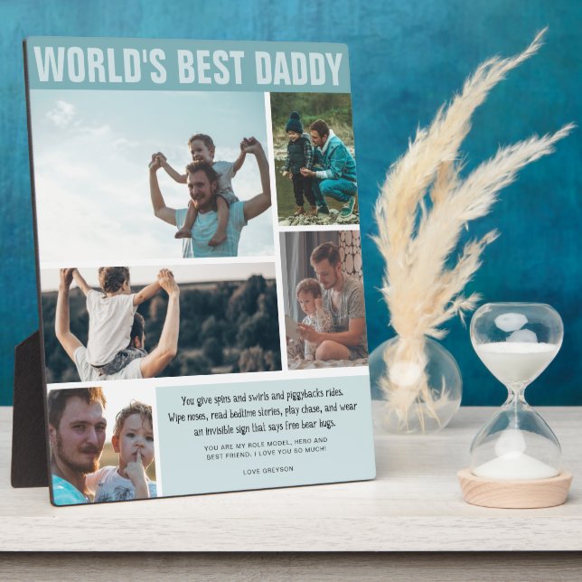 World's Best Dad | Colour Block Photo Collage Plaque (Side)
