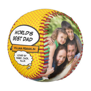 World's Best Dad Cool Fun Comic Book Photo Baseball
