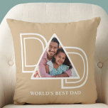 World's Best Dad Custom Photo Father's Day Cushion<br><div class="desc">This World's Best Dad Photo Pillow is decorated with the word DAD in white typography on a tan background.
Easily customisable with your photo.
Makes a perfect Father's Day gift.</div>
