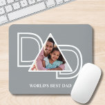 World's Best Dad Custom Photo Mouse Pad<br><div class="desc">This World's Best Dad Photo Mouse pad is decorated with the word DAD in white typography on a grey background.
Easily customisable with your photo.
Makes a perfect gift for dad.</div>