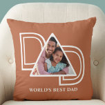World's Best Dad Custom Photo Rust Father's Day Cushion<br><div class="desc">This World's Best Dad Photo Pillow is decorated with the word DAD in white typography on a terracotta,  rust background.
Easily customisable with your photo.
Makes a perfect Father's Day gift.</div>