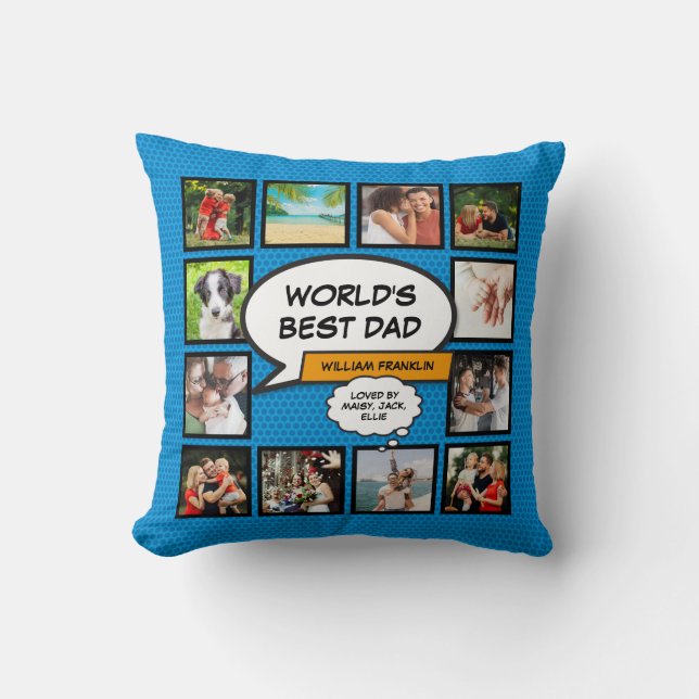World's Best Dad Daddy Father Cool Fun Photo Cushion (Front)