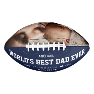 World's Best DAD ever Modern Cool White and blue Football